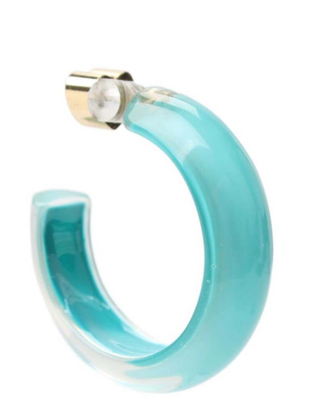 Alison Lou Womens Gold Plated Blue Lucite Small Jelly Hoops